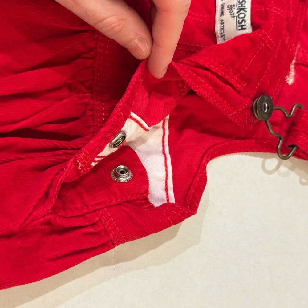 OshKosh B'gosh Jumper Dress Kids Baby 12M‎ Red Corduroy Vestbak Overall Play